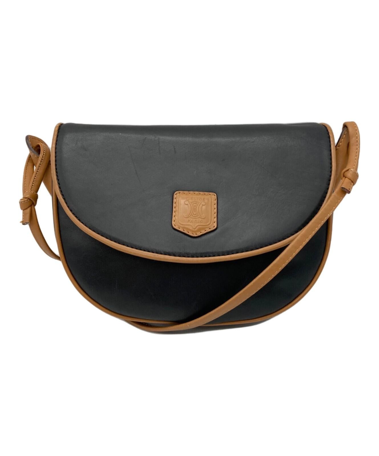 CELINE Shoulder Bag Purse Macadam Black Authentic