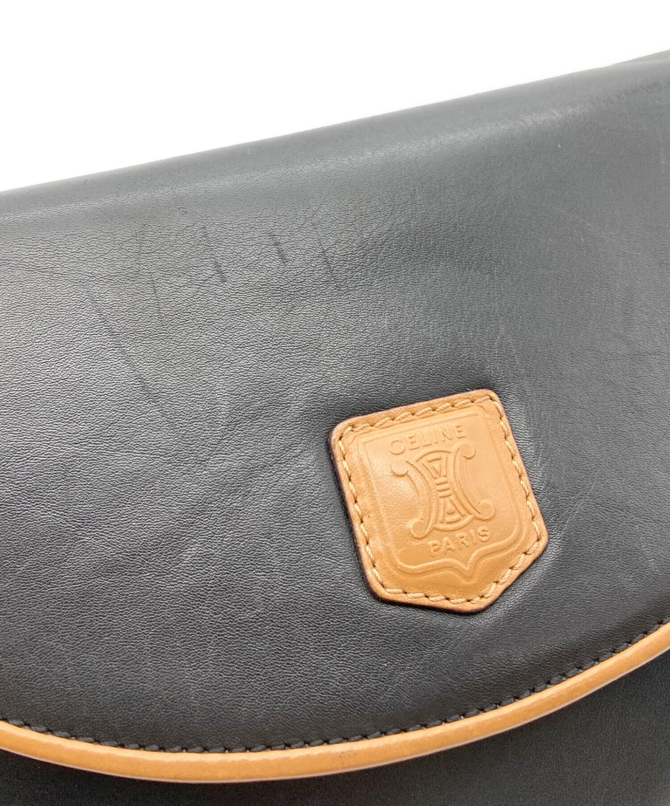 CELINE Shoulder Bag Purse Macadam Black Authentic