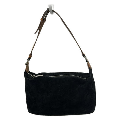 CELINE Hand Bag Tote Purse C Macadam Suede Leather Black Light Brown Authentic