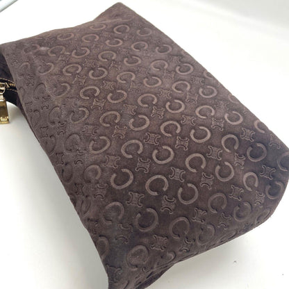 CELINE Shoulder Bag Purse C Macadam Suede Leather Brown Authentic
