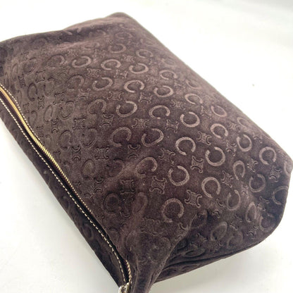 CELINE Shoulder Bag Purse C Macadam Suede Leather Brown Authentic