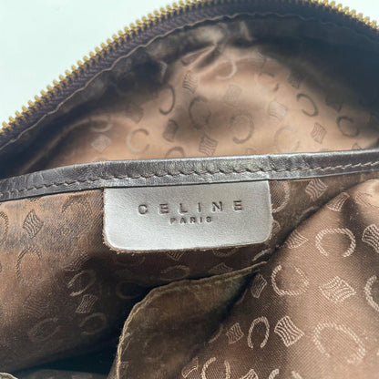 CELINE Shoulder Bag Purse C Macadam Suede Leather Brown Authentic