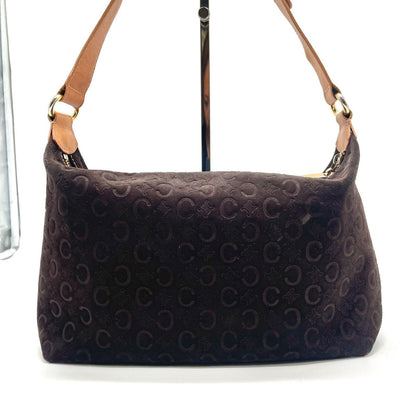 CELINE Shoulder Bag Purse C Macadam Suede Leather Brown Authentic