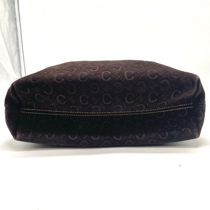 CELINE Shoulder Bag Purse C Macadam Suede Leather Brown Authentic