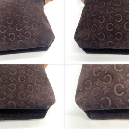 CELINE Shoulder Bag Purse C Macadam Suede Leather Brown Authentic