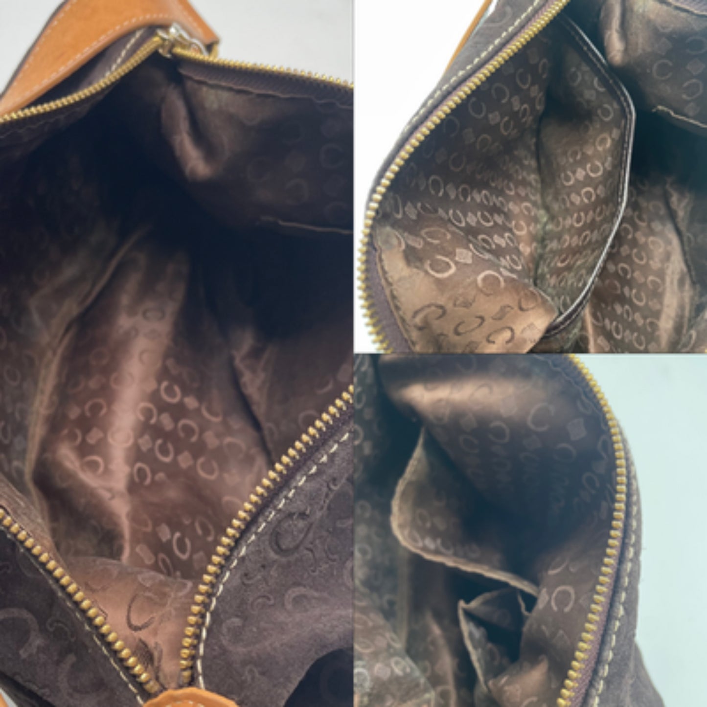 CELINE Shoulder Bag Purse C Macadam Suede Leather Brown Authentic