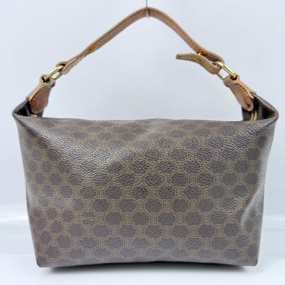 CELINE Accessory Pouch Vanity Bag Macadam PVC Leather Brown Authentic