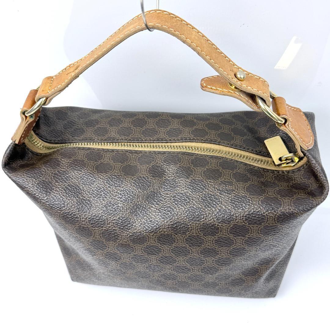 CELINE Accessory Pouch Vanity Bag Macadam PVC Leather Brown Authentic