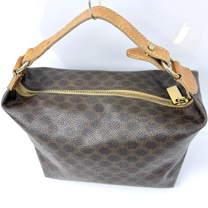 CELINE Accessory Pouch Vanity Bag Macadam PVC Leather Brown Authentic