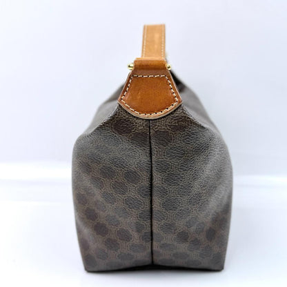 CELINE Accessory Pouch Vanity Bag Macadam PVC Leather Brown Authentic