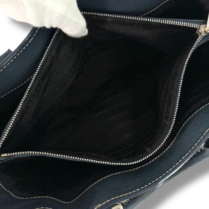 CELINE Hand Bag Tote Purse Boogie Leather Navy Authentic