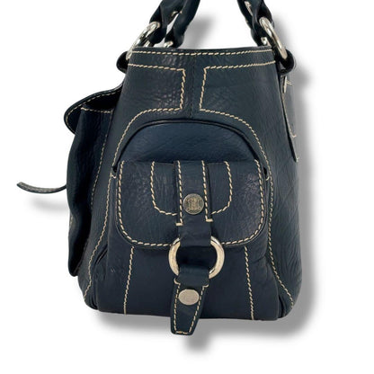 CELINE Hand Bag Tote Purse Boogie Leather Navy Authentic