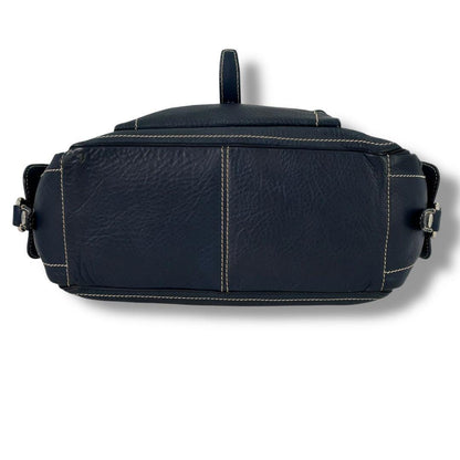 CELINE Hand Bag Tote Purse Boogie Leather Navy Authentic