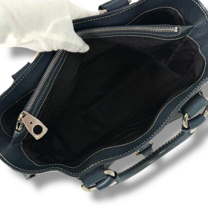 CELINE Hand Bag Tote Purse Boogie Leather Navy Authentic