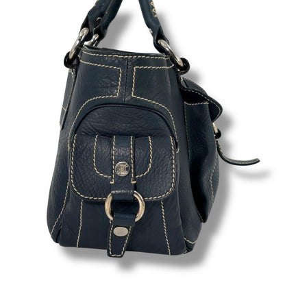 CELINE Hand Bag Tote Purse Boogie Leather Navy Authentic