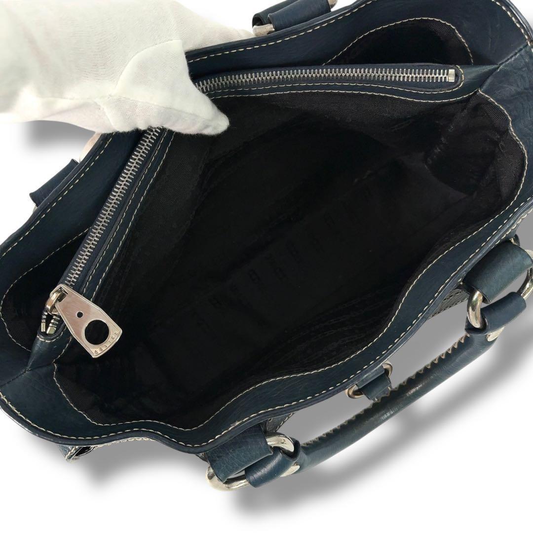 CELINE Hand Bag Tote Purse Boogie Leather Navy Authentic