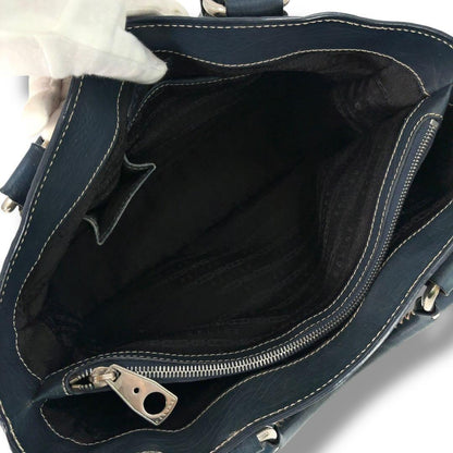 CELINE Hand Bag Tote Purse Boogie Leather Navy Authentic