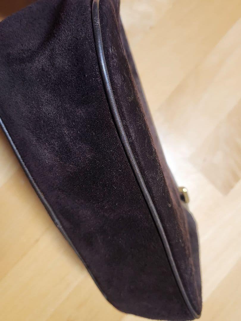 CELINE Accessory Pouch Shoulder Bag Purse C Macadam Suede Leather Dark Brown