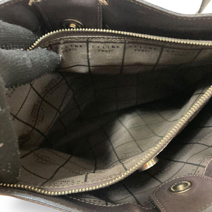 CELINE Shoulder Bag Purse Leather Black Authentic