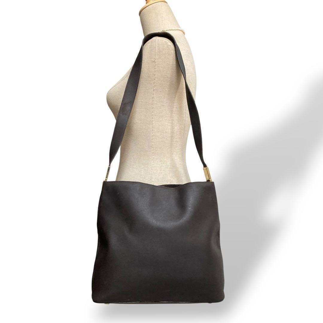 CELINE Shoulder Bag Purse Leather Black Authentic