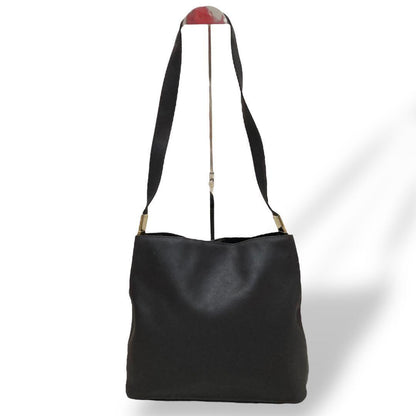 CELINE Shoulder Bag Purse Leather Black Authentic