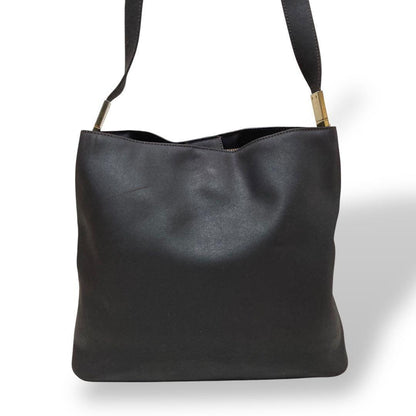 CELINE Shoulder Bag Purse Leather Black Authentic