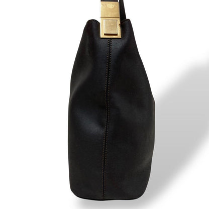 CELINE Shoulder Bag Purse Leather Black Authentic