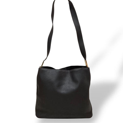 CELINE Shoulder Bag Purse Leather Black Authentic