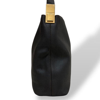 CELINE Shoulder Bag Purse Leather Black Authentic
