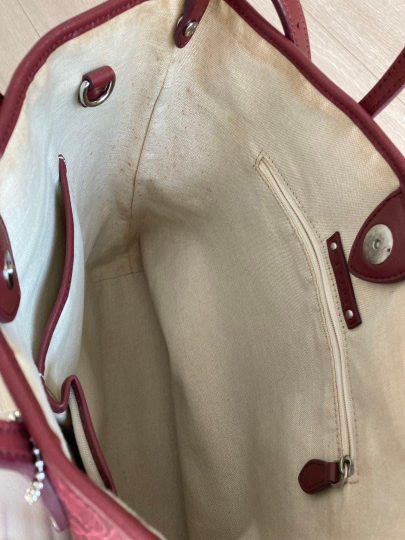 CELINE Hand Shoulder Bag Tote Purse 2way Red Authentic