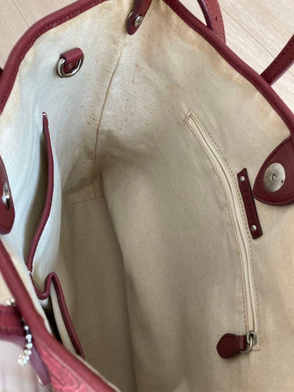 CELINE Hand Shoulder Bag Tote Purse 2way Red Authentic