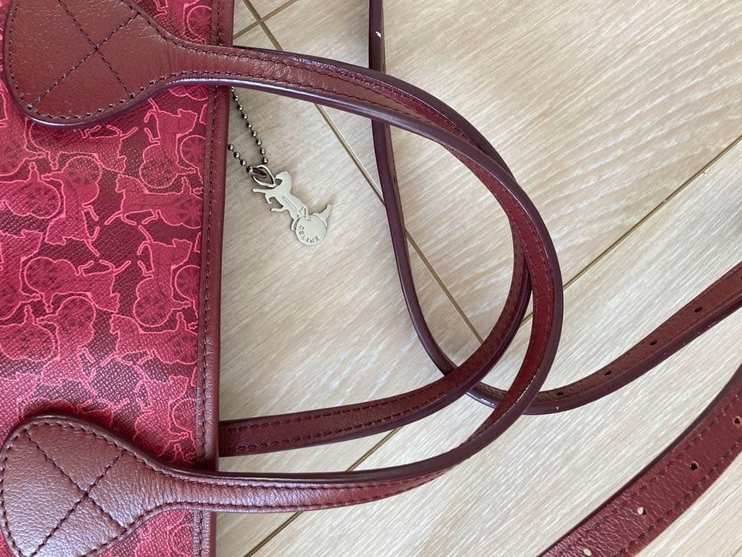 CELINE Hand Shoulder Bag Tote Purse 2way Red Authentic