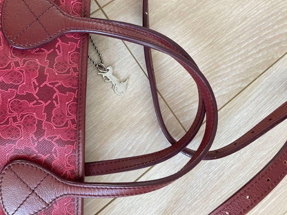 CELINE Hand Shoulder Bag Tote Purse 2way Red Authentic