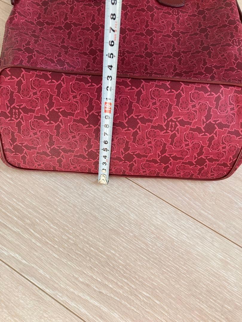 CELINE Hand Shoulder Bag Tote Purse 2way Red Authentic