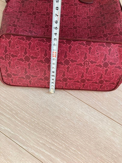 CELINE Hand Shoulder Bag Tote Purse 2way Red Authentic