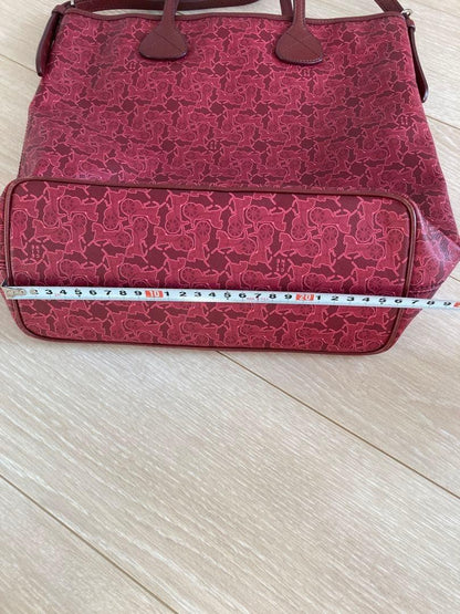 CELINE Hand Shoulder Bag Tote Purse 2way Red Authentic