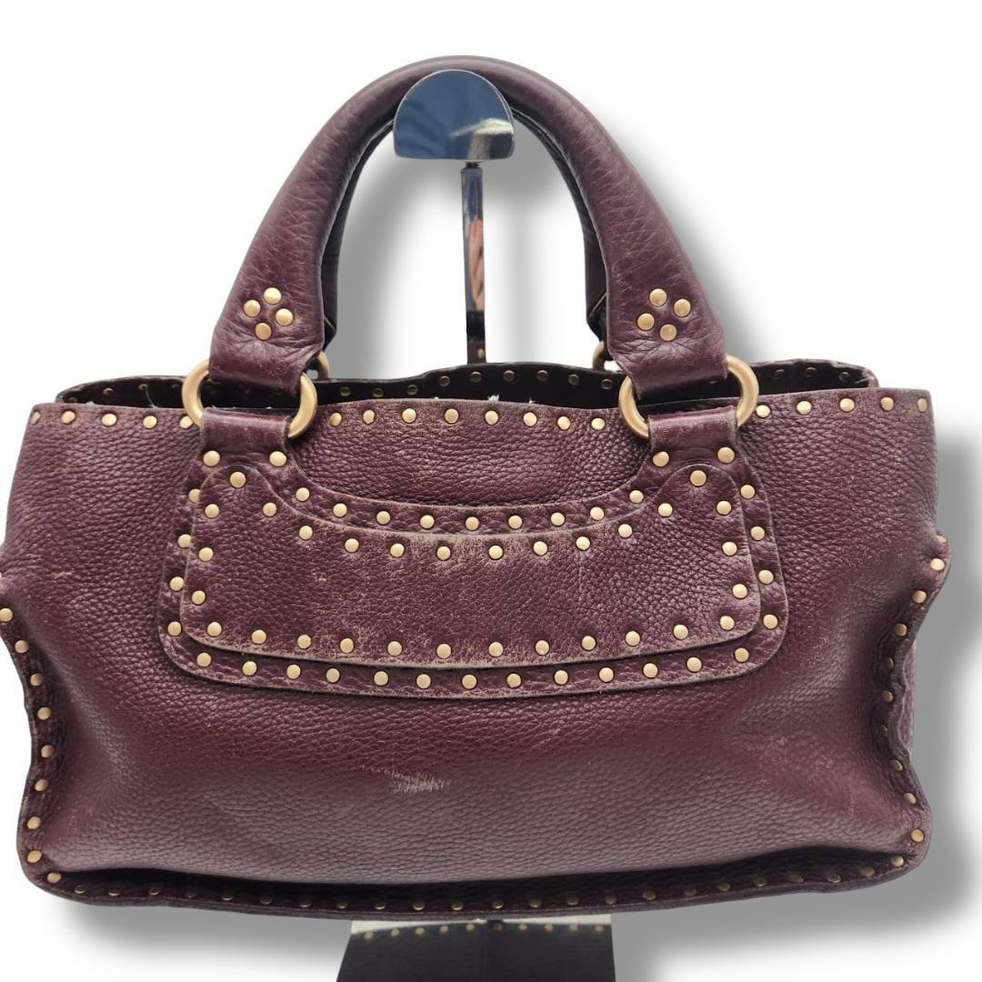 CELINE Hand Bag Tote Purse Boogie Leather Bordeaux Authentic
