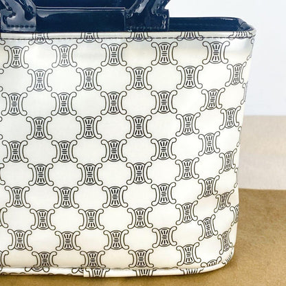 CELINE Hand Bag Tote Purse Macadam Patent Leather White Authentic
