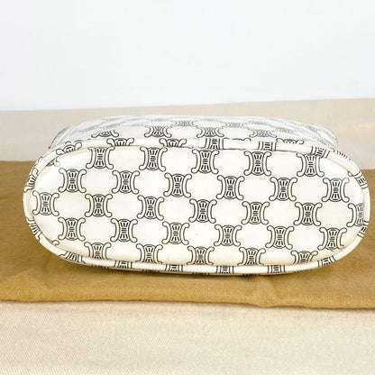 CELINE Hand Bag Tote Purse Macadam Patent Leather White Authentic