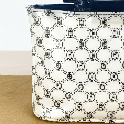CELINE Hand Bag Tote Purse Macadam Patent Leather White Authentic