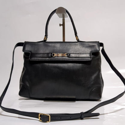 CELINE Hand Shoulder Bag Tote Purse 2way Leather Black Authentic