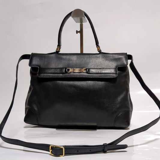 CELINE Hand Shoulder Bag Tote Purse 2way Leather Black Authentic