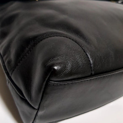 CELINE Hand Shoulder Bag Tote Purse 2way Leather Black Authentic