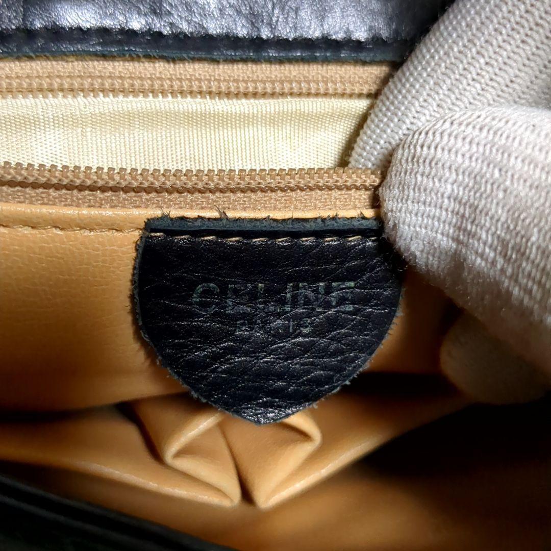CELINE Hand Shoulder Bag Tote Purse 2way Leather Black Authentic
