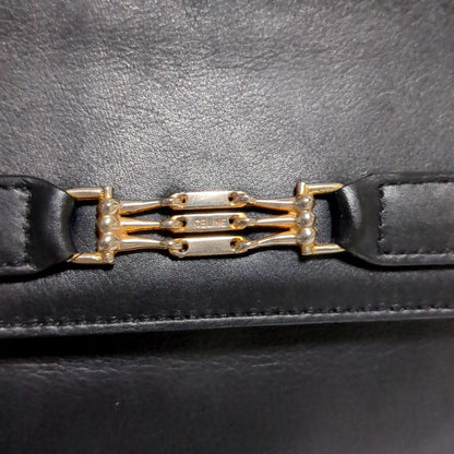 CELINE Hand Shoulder Bag Tote Purse 2way Leather Black Authentic