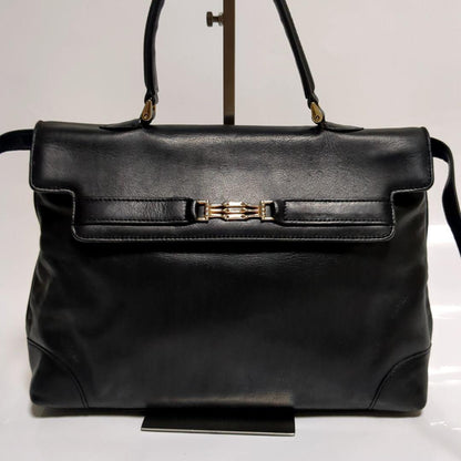 CELINE Hand Shoulder Bag Tote Purse 2way Leather Black Authentic