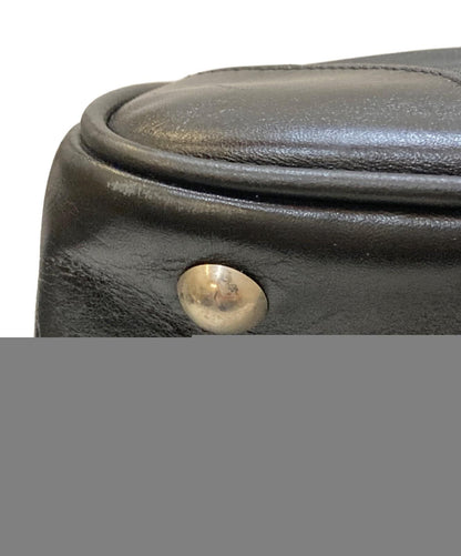 Longchamp Business Bag Briefcase Logo Leather Nylon Black Authentic