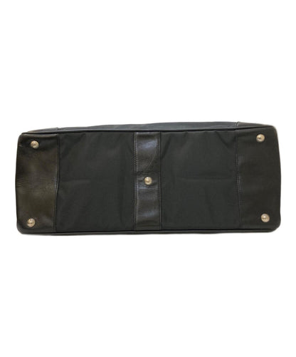 Longchamp Business Bag Briefcase Logo Leather Nylon Black Authentic