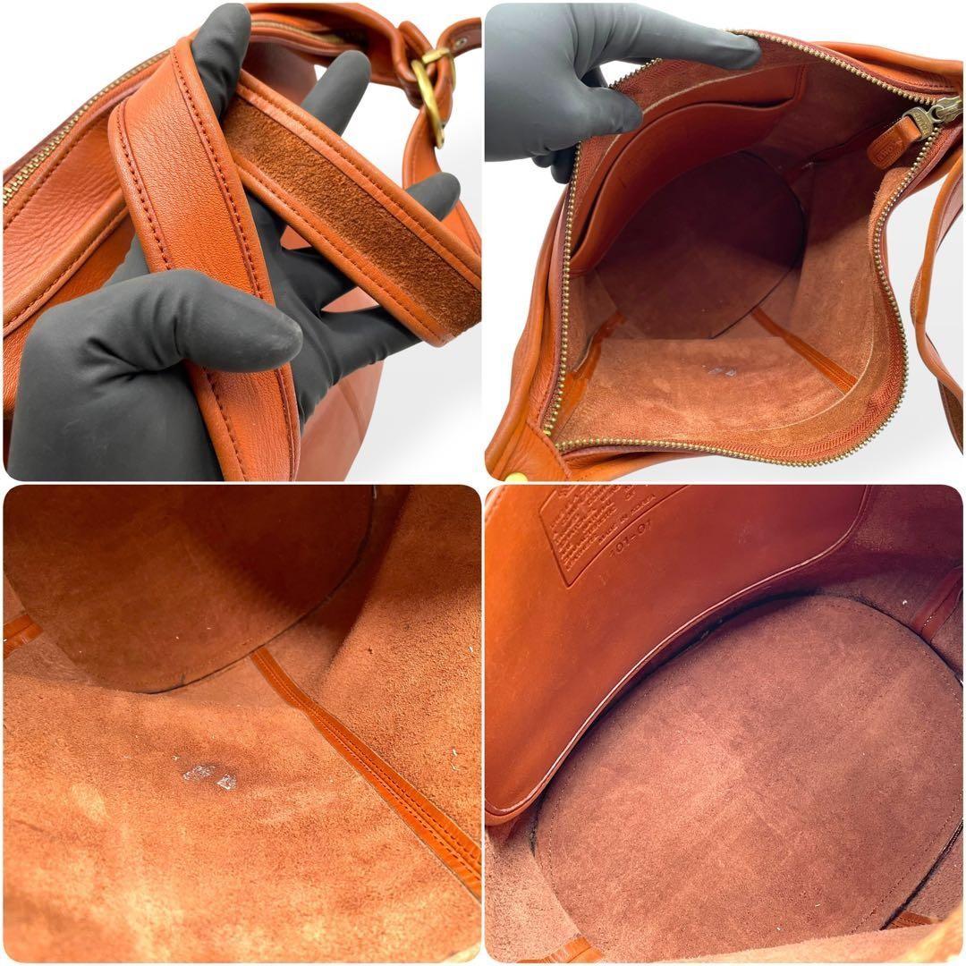 COACH Shoulder Bag Purse Old Leather Light Brown Authentic