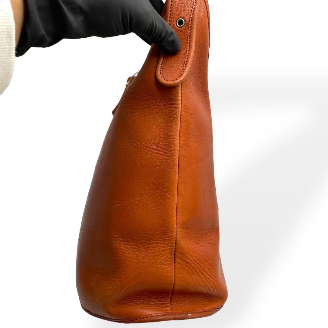 COACH Shoulder Bag Purse Old Leather Light Brown Authentic